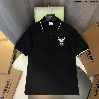 rabbit print cotton piqué polo shirt black