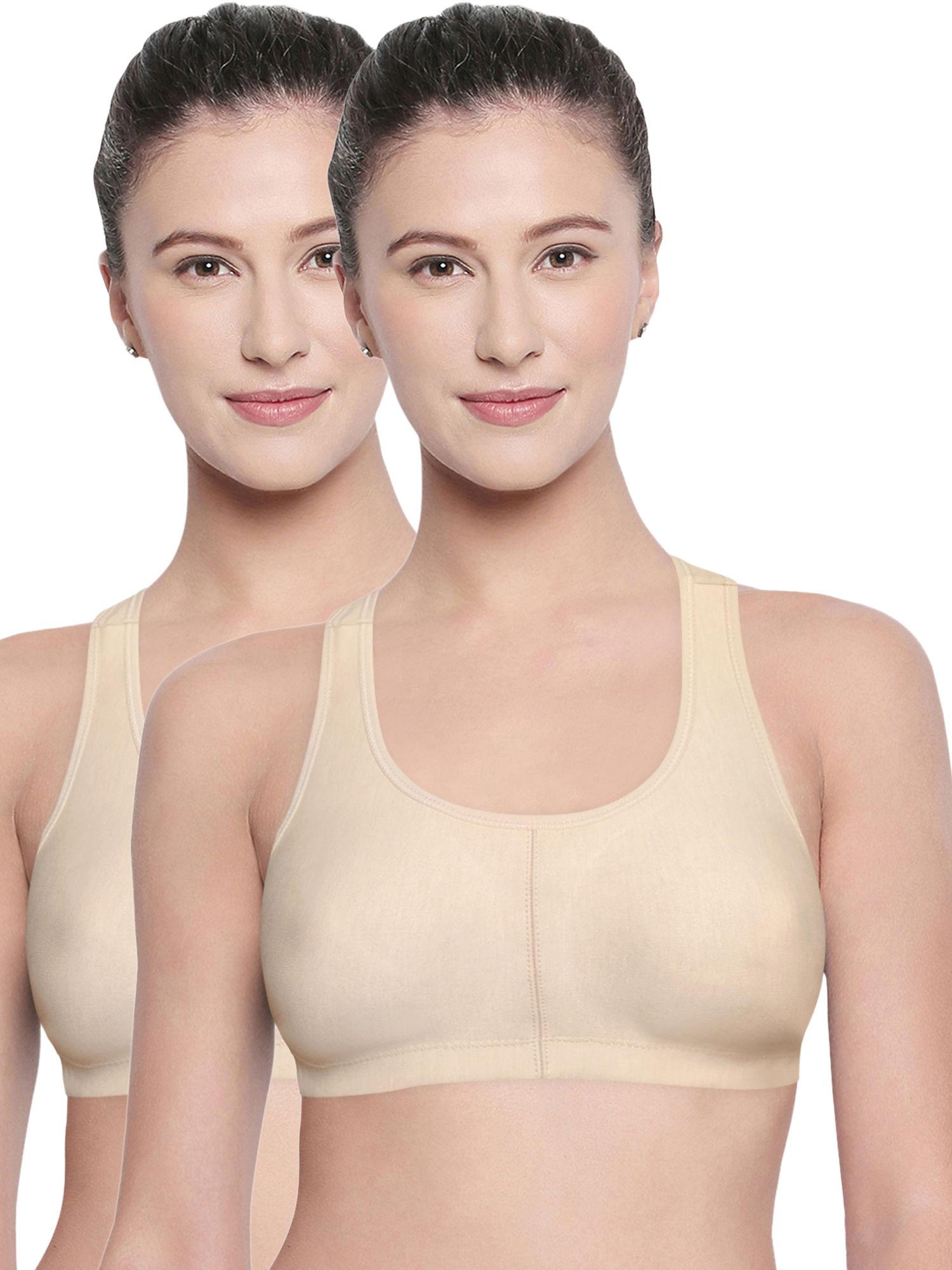 racerback solid color pack of 2 sports bra-e1612 - nude