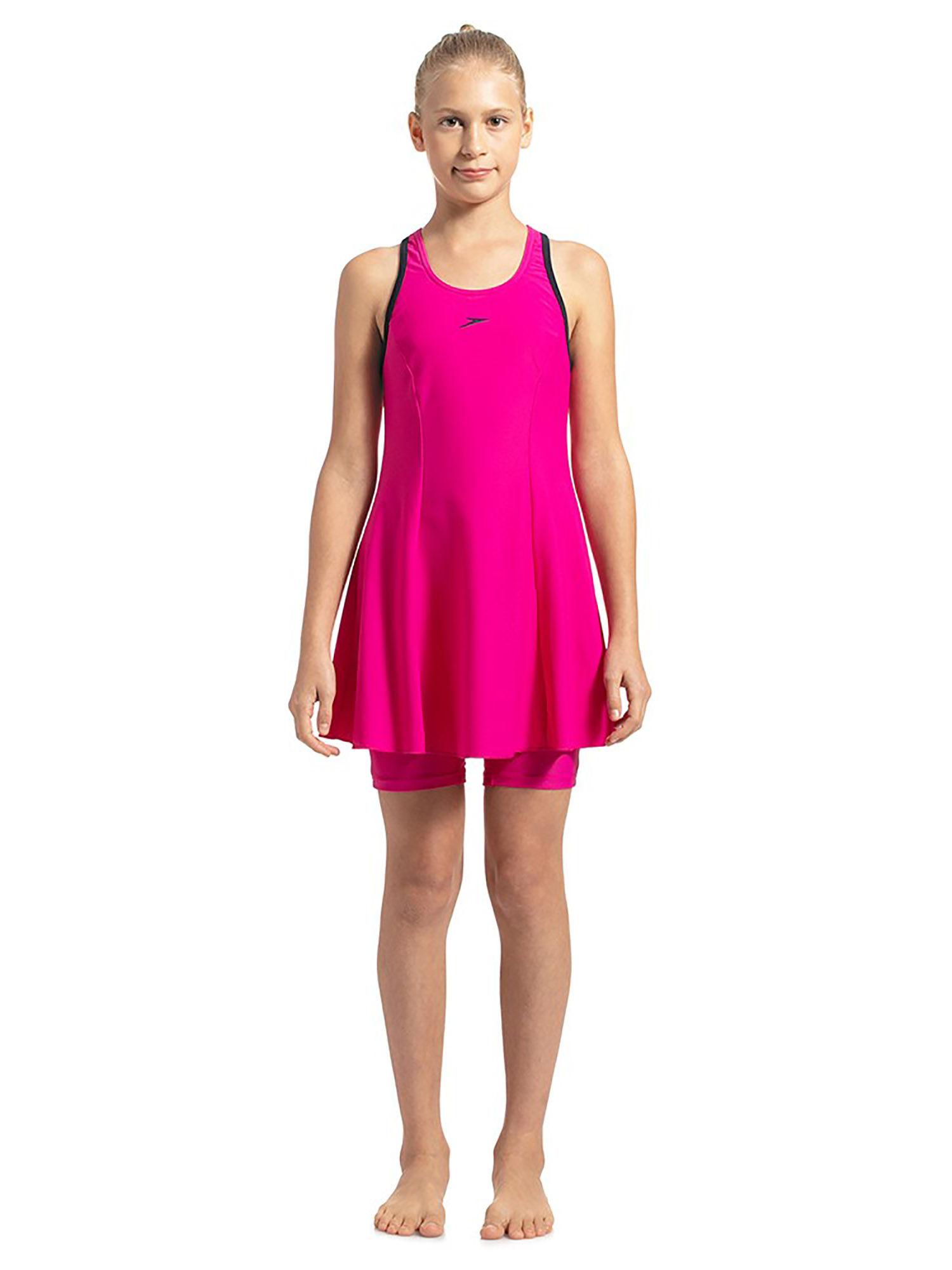 racerback swimdress with boyleg - pink