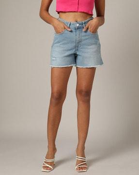 rachel lightly washed distressed shorts