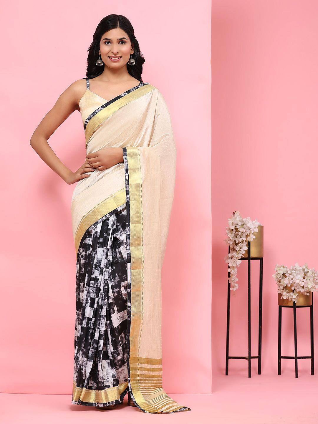 rachna abstract printed half & half ready to wear saree