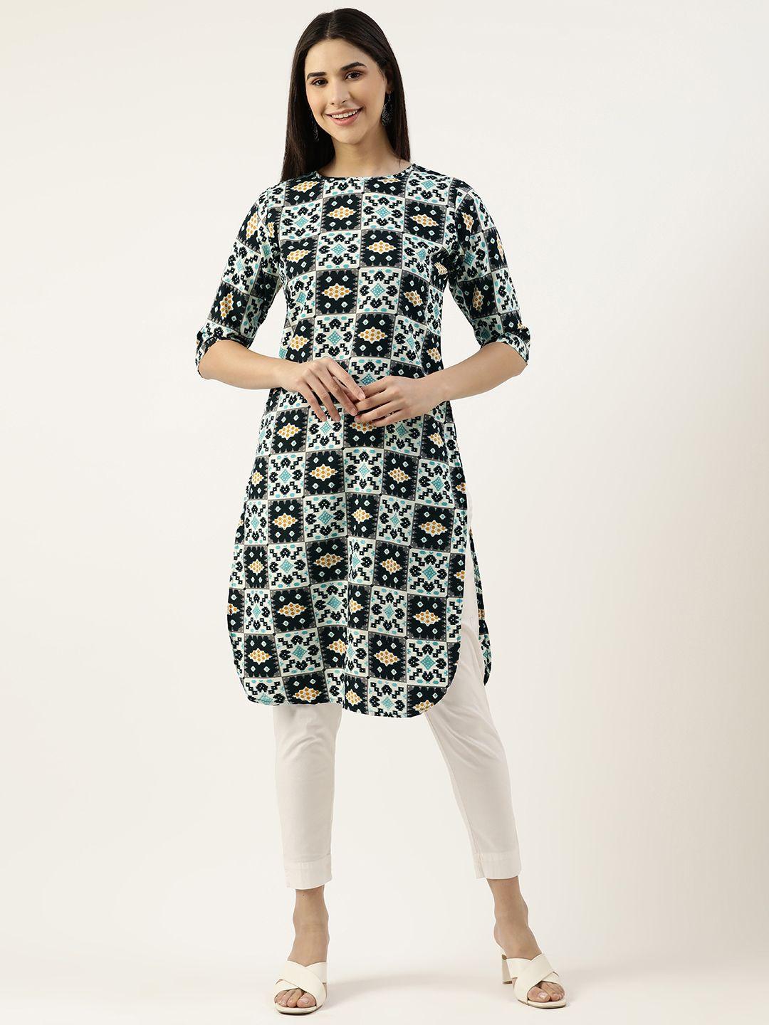 rachna ethnic motifs printed crepe straight kurta