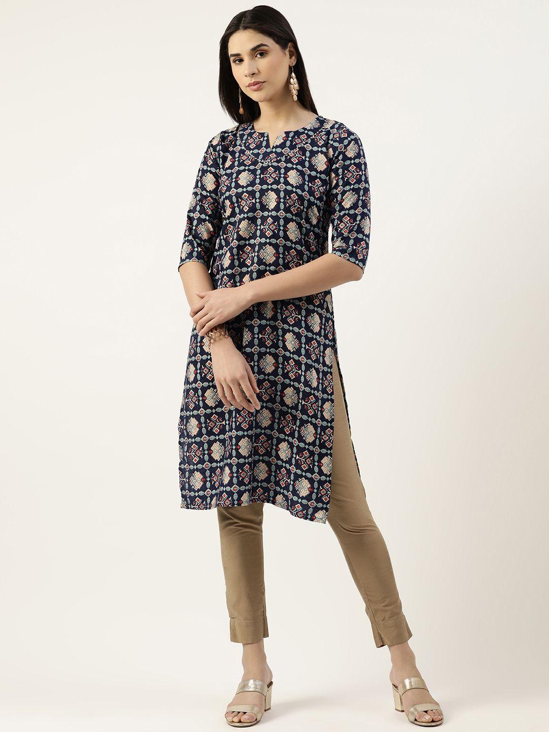 rachna ethnic motifs printed gotta patti straight kurta