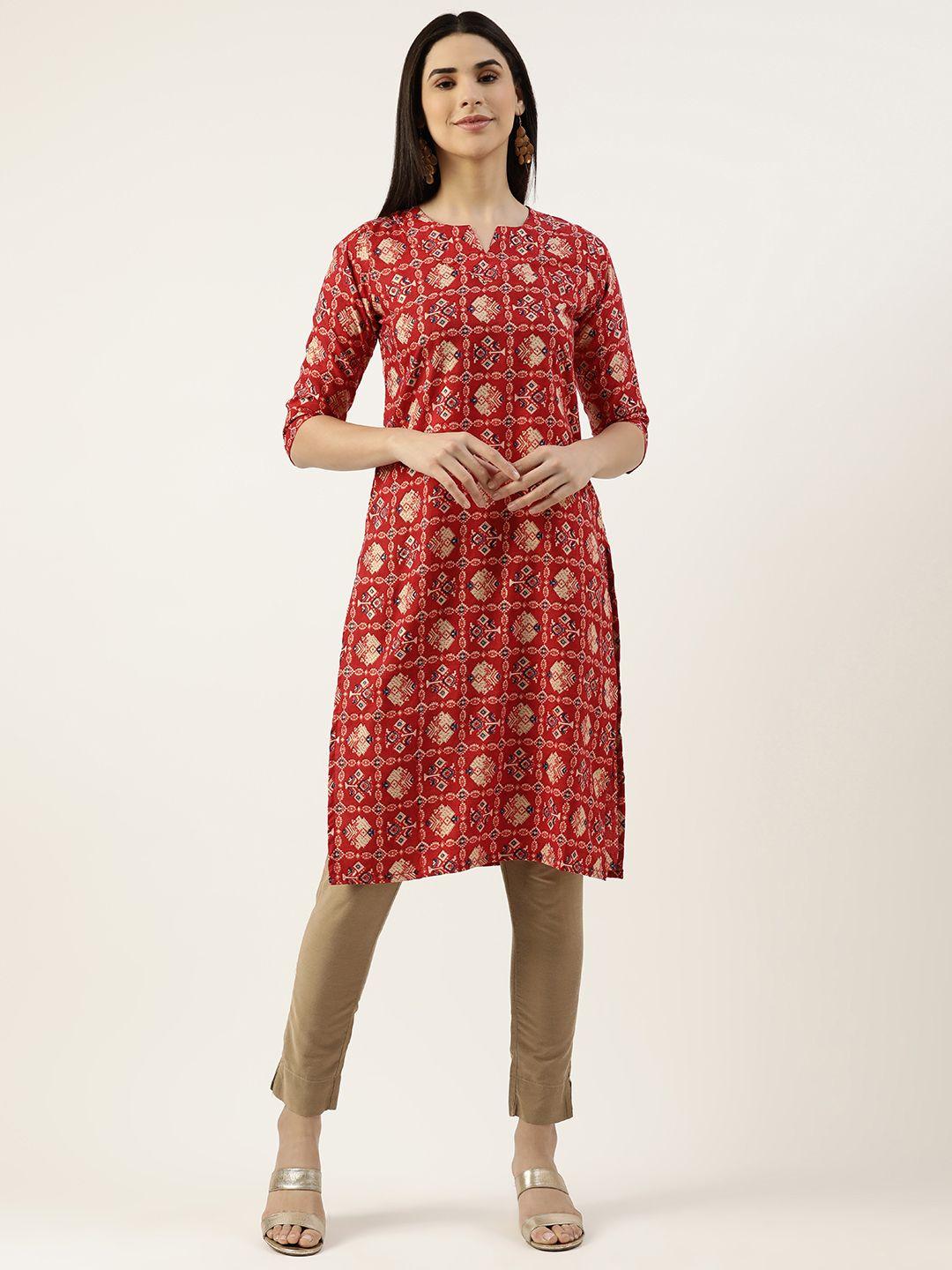 rachna ethnic motifs printed gotta patti straight kurta