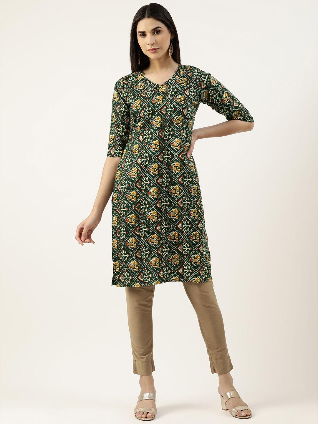 rachna ethnic motifs printed gotta patti straight kurta