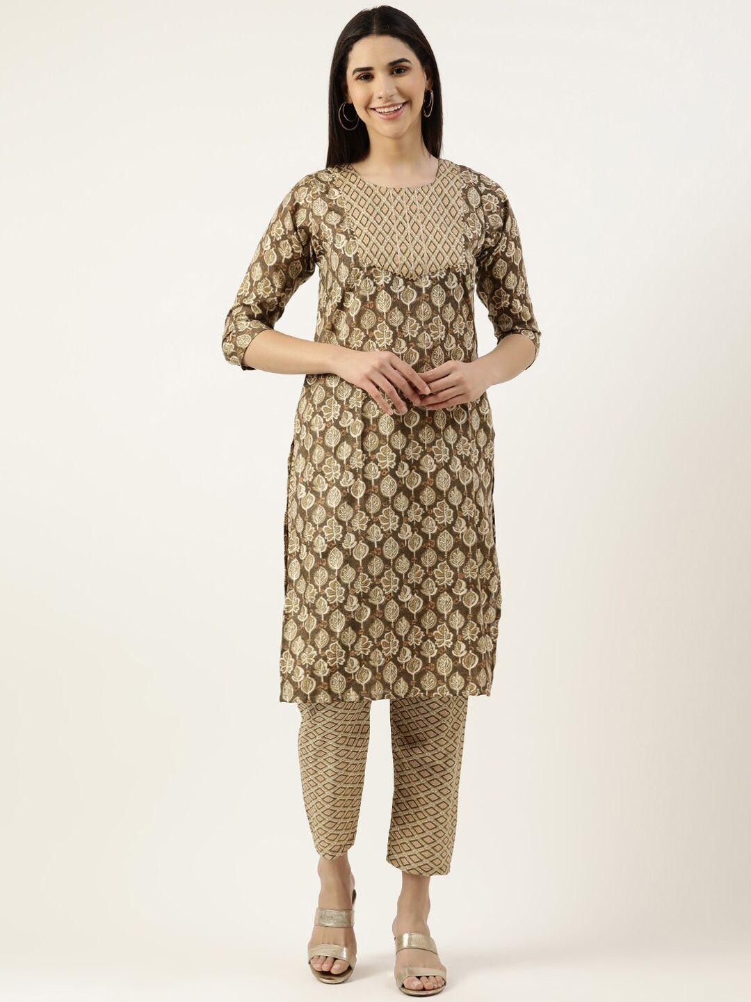 rachna ethnic motifs printed regular kurta with trousers