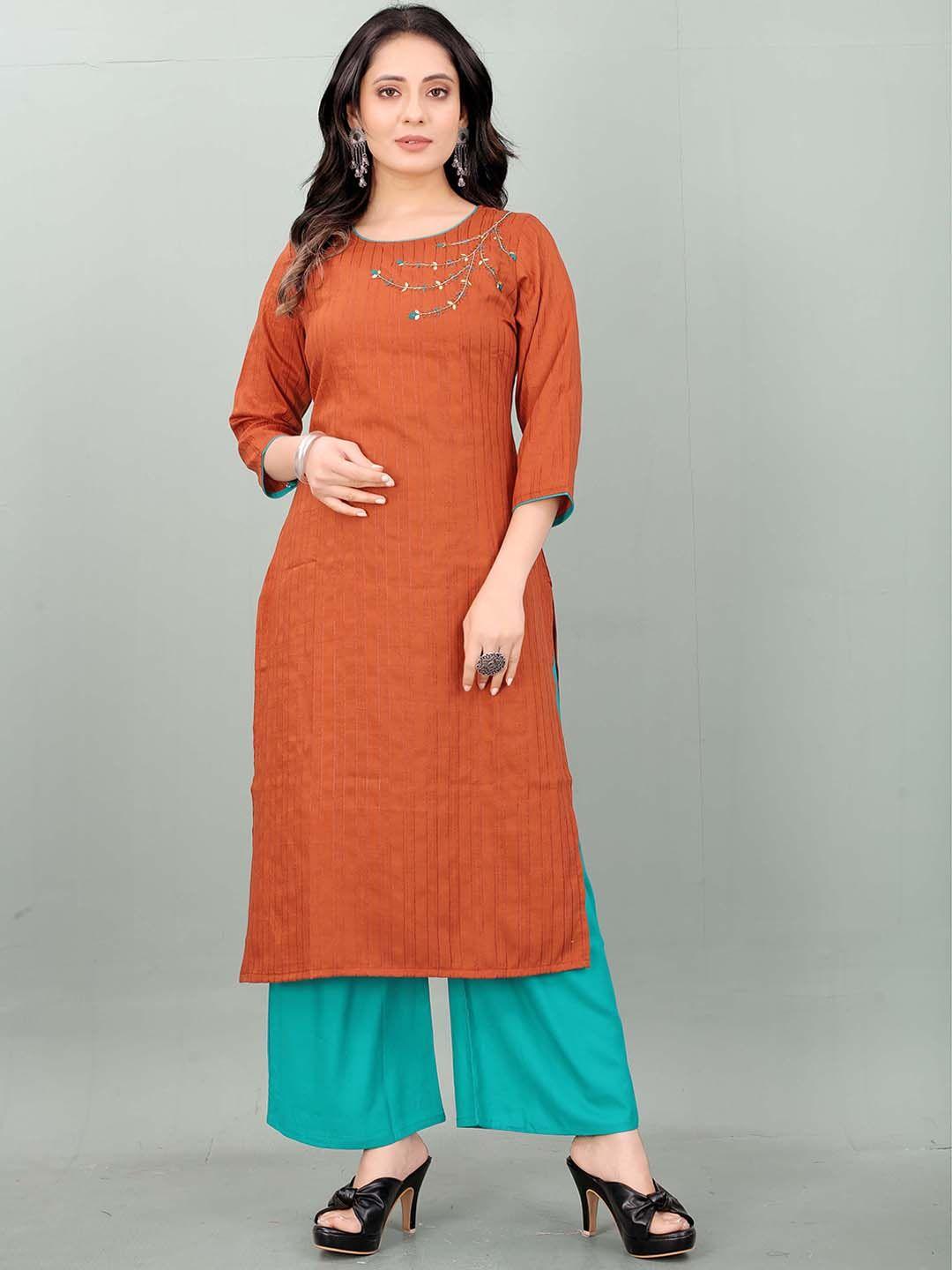 rachna floral embroidered kurta with palazzos