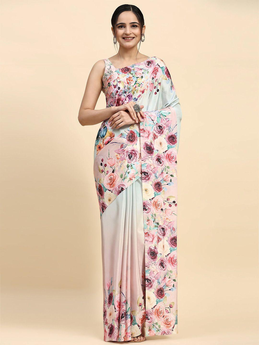 rachna green floral satin fusion venkatgiri saree