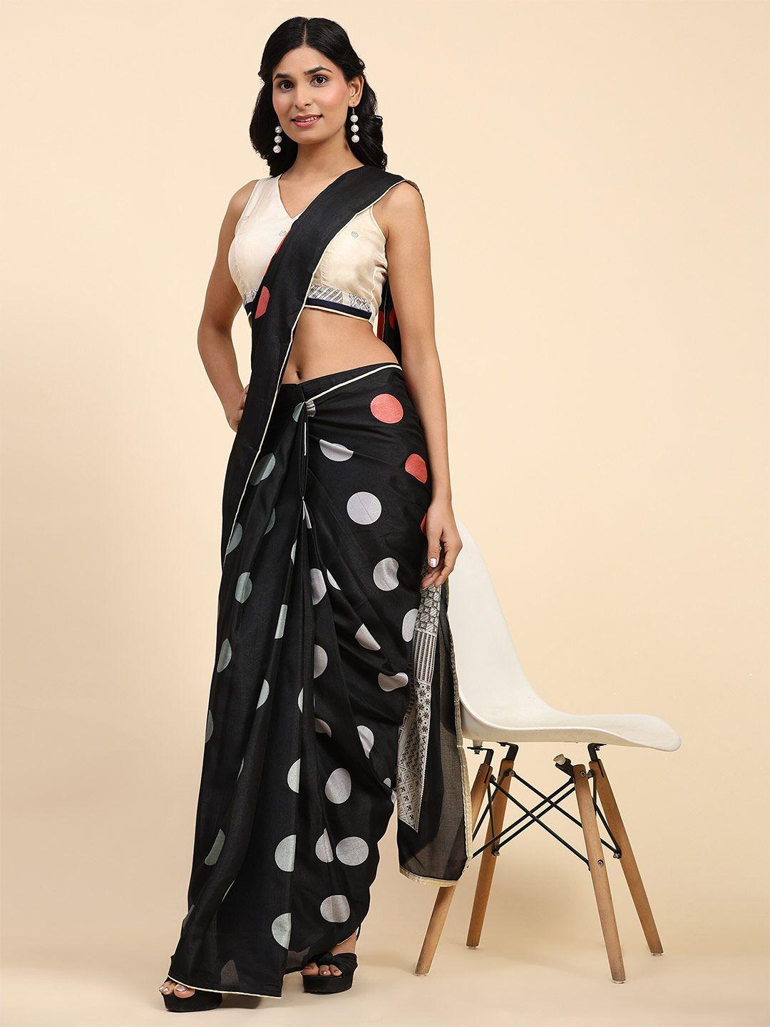 rachna polka dot printed ready to wear saree