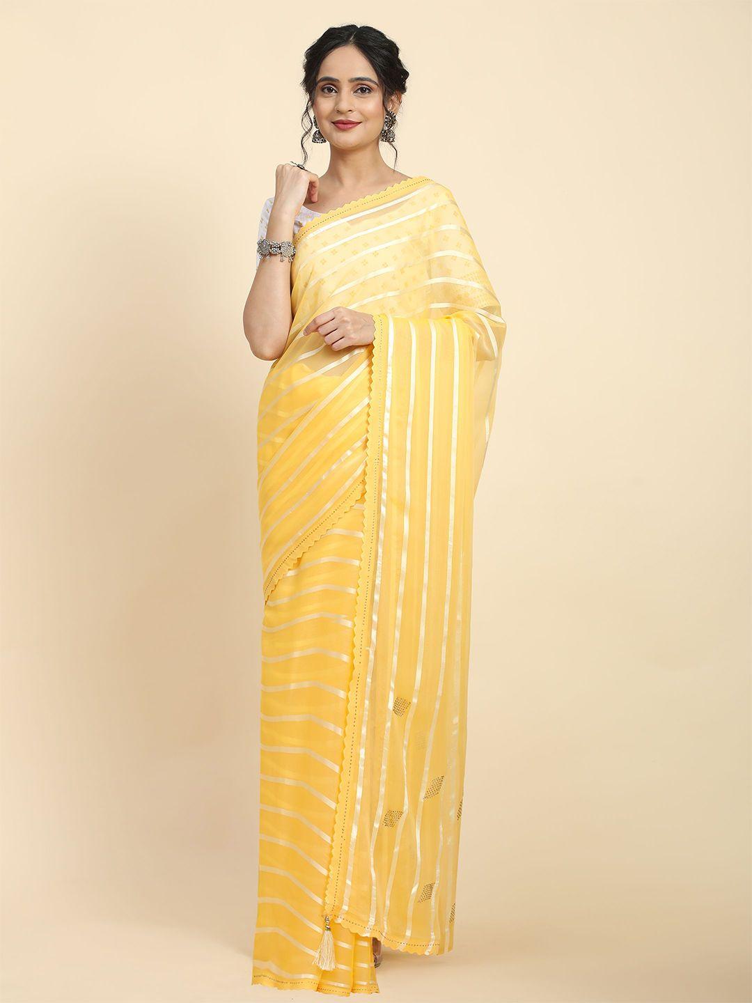rachna striped beads and stones pure georgette saree