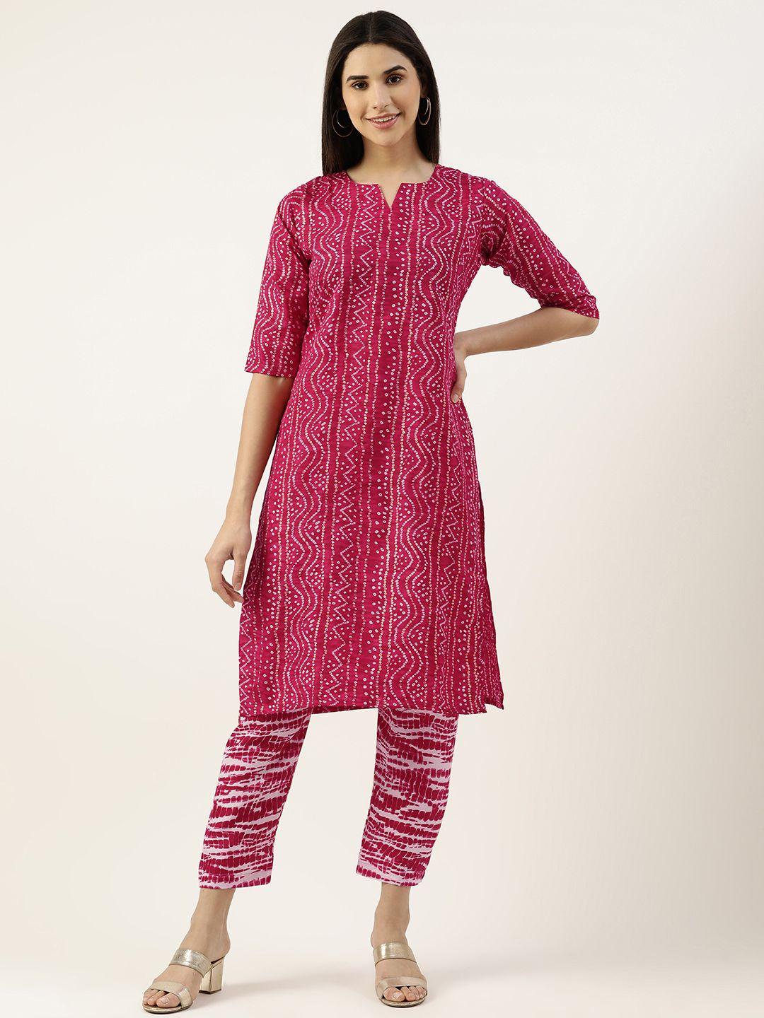 rachna women bandhani printed pure cotton kurta with trousers