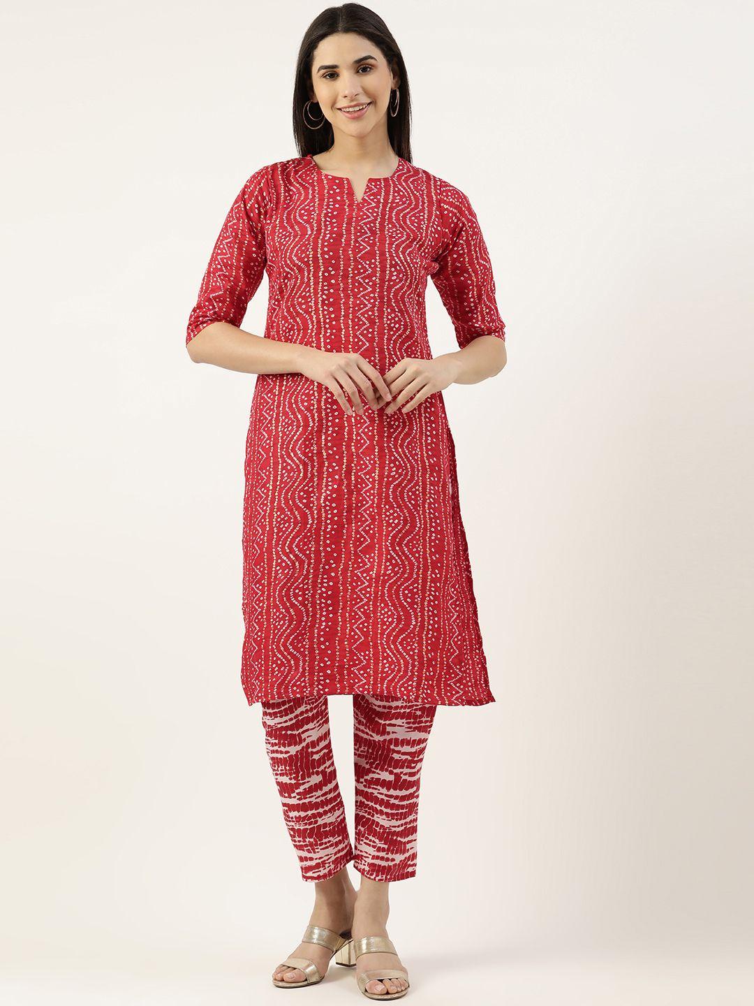 rachna women bandhani printed pure cotton kurta with trousers