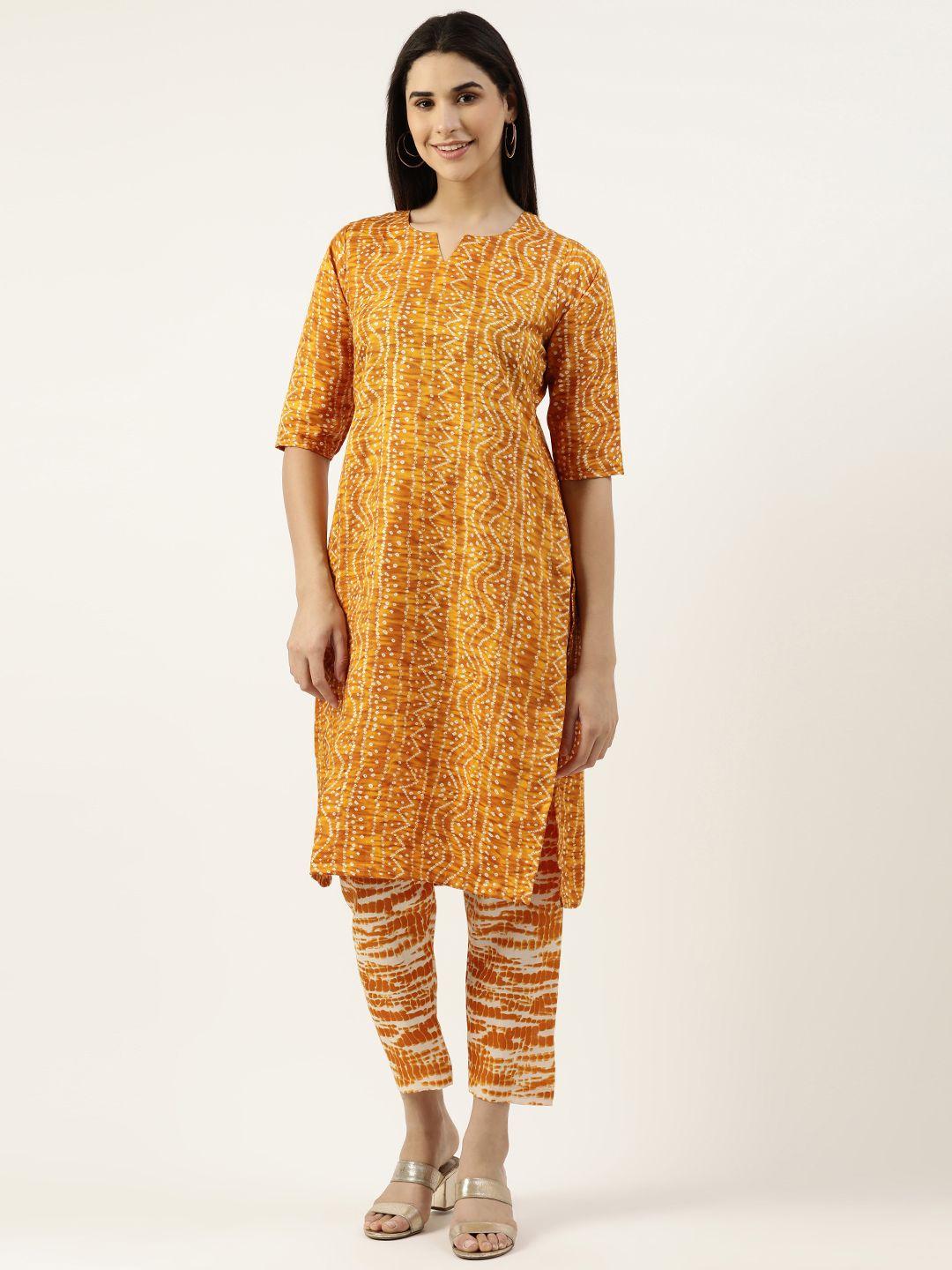 rachna women bandhani printed pure cotton kurta with trousers
