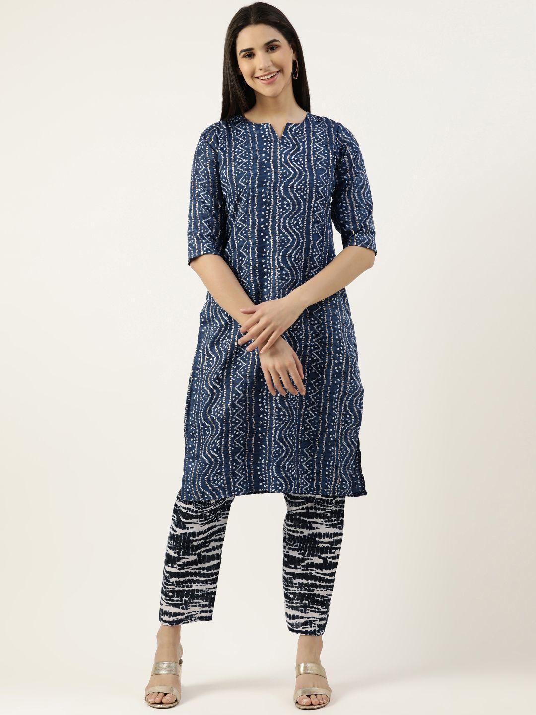 rachna women bandhani printed pure cotton kurta with trousers