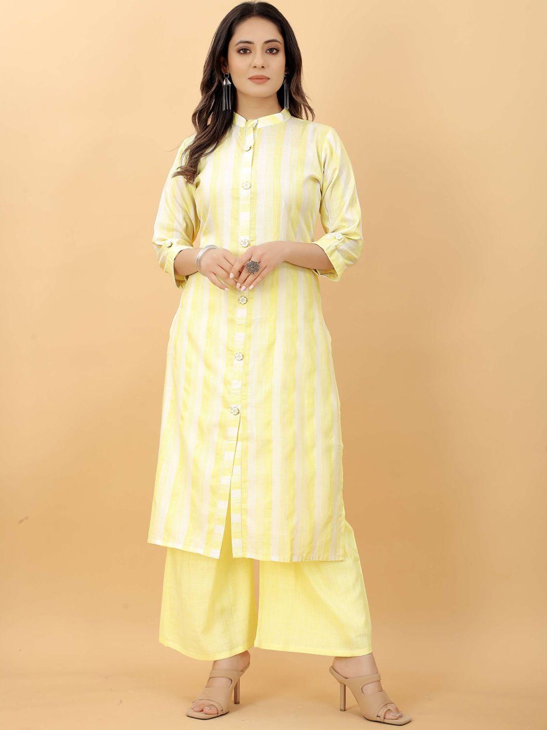 rachna women yellow striped kurta with palazzos