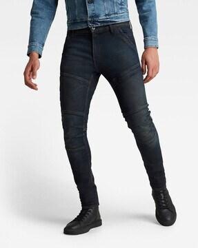 rackam 3d panelled lightly-washed 6-pocket skinny jeans