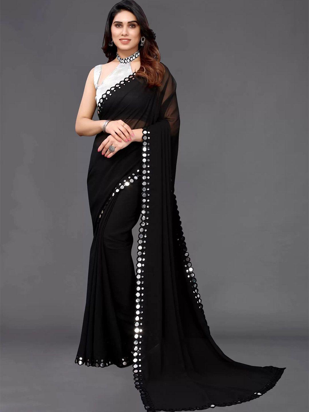 radadiyatrd black ethnic motifs pure georgette designer saree