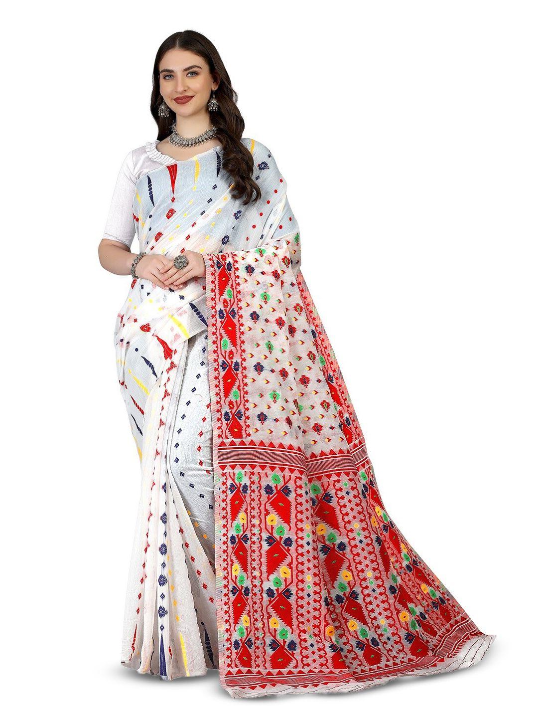 radadiyatrd floral woven design silk cotton jamdani saree