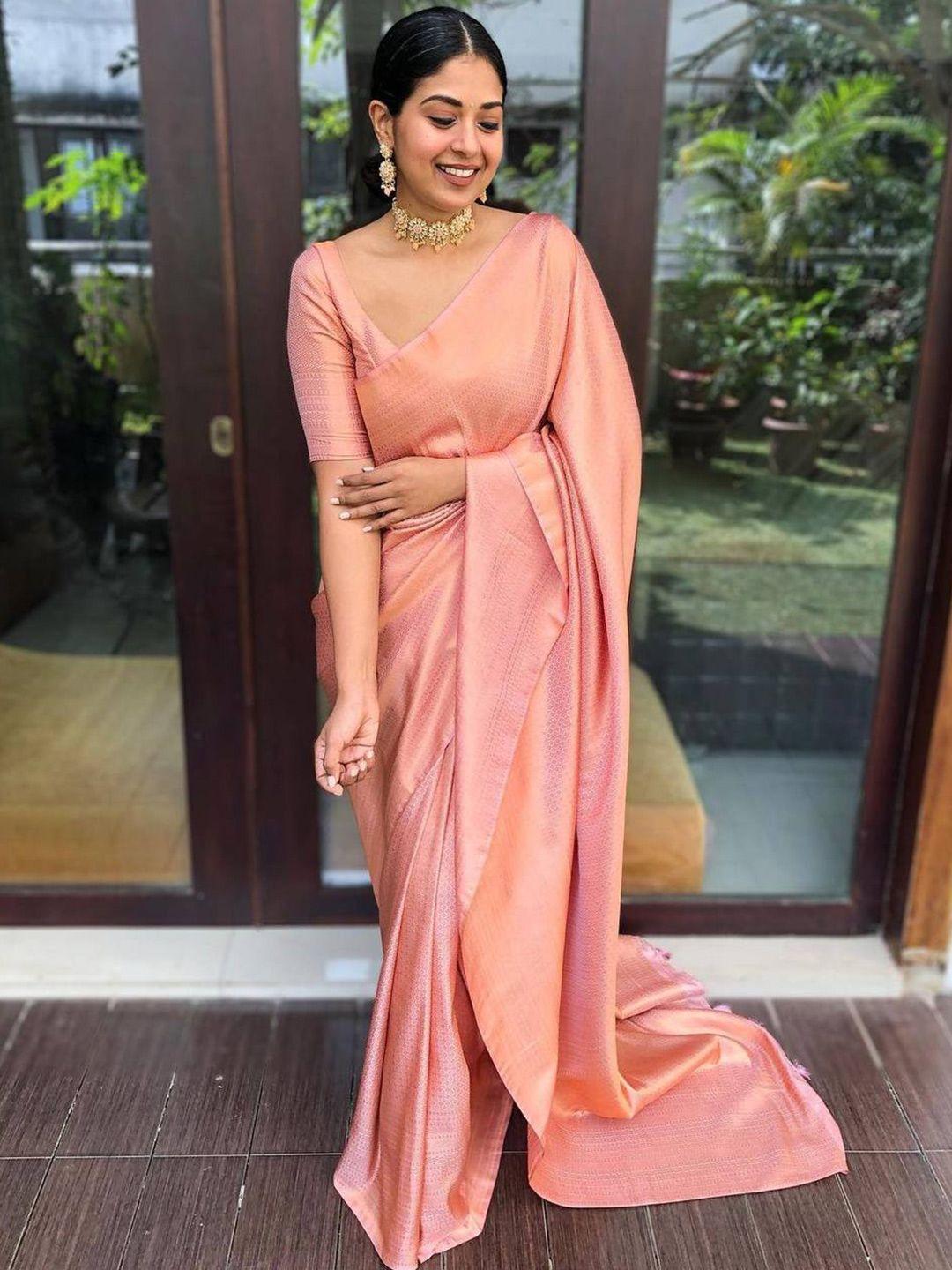 radadiyatrd pink & gold-toned woven design zari silk cotton kanjeevaram saree