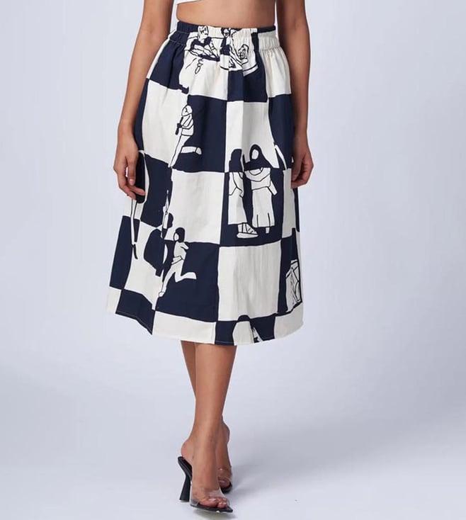 radha raman blue & white october 24 skirt