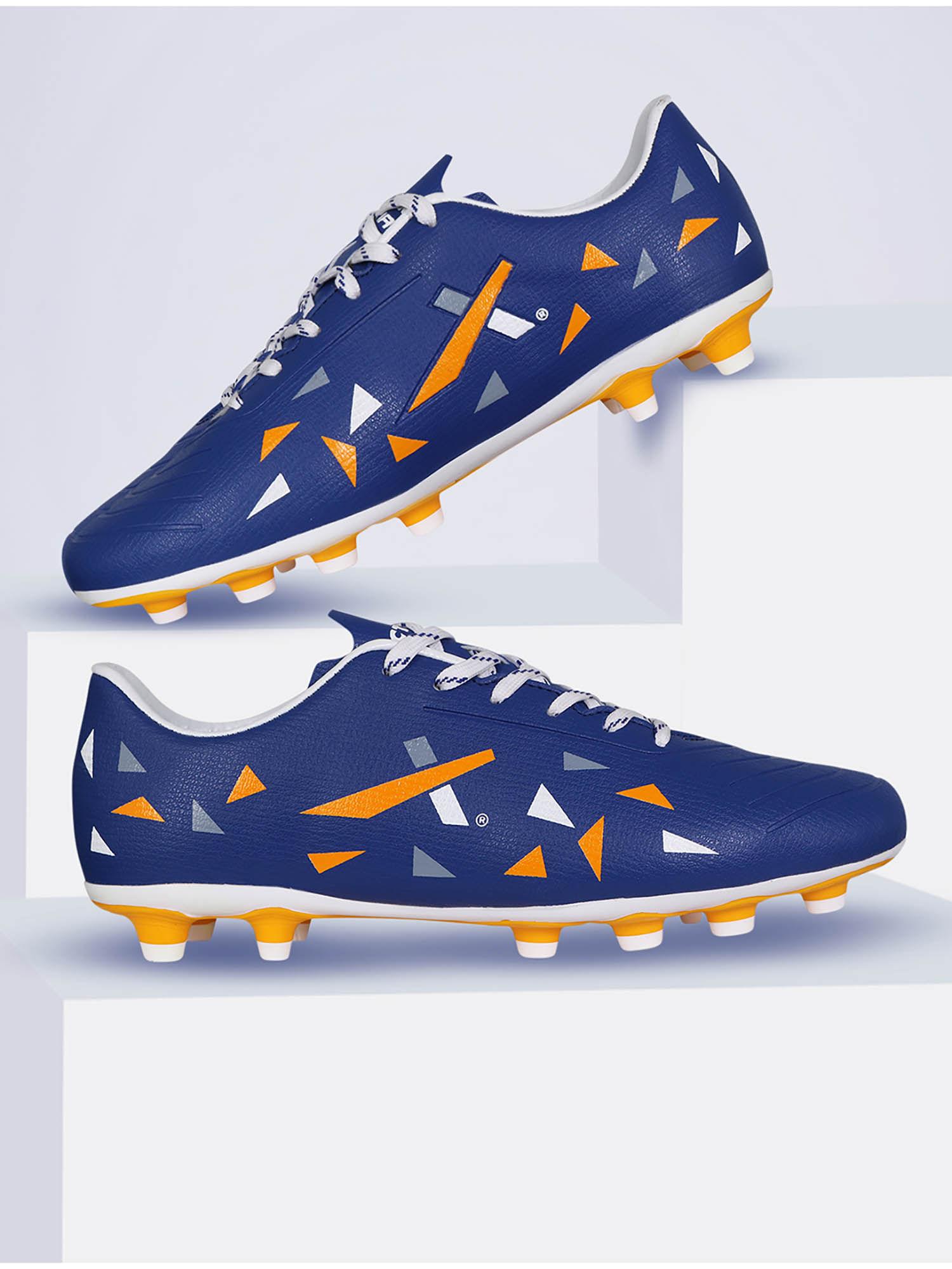 radiant football shoes with fixed studs navy blue & white
