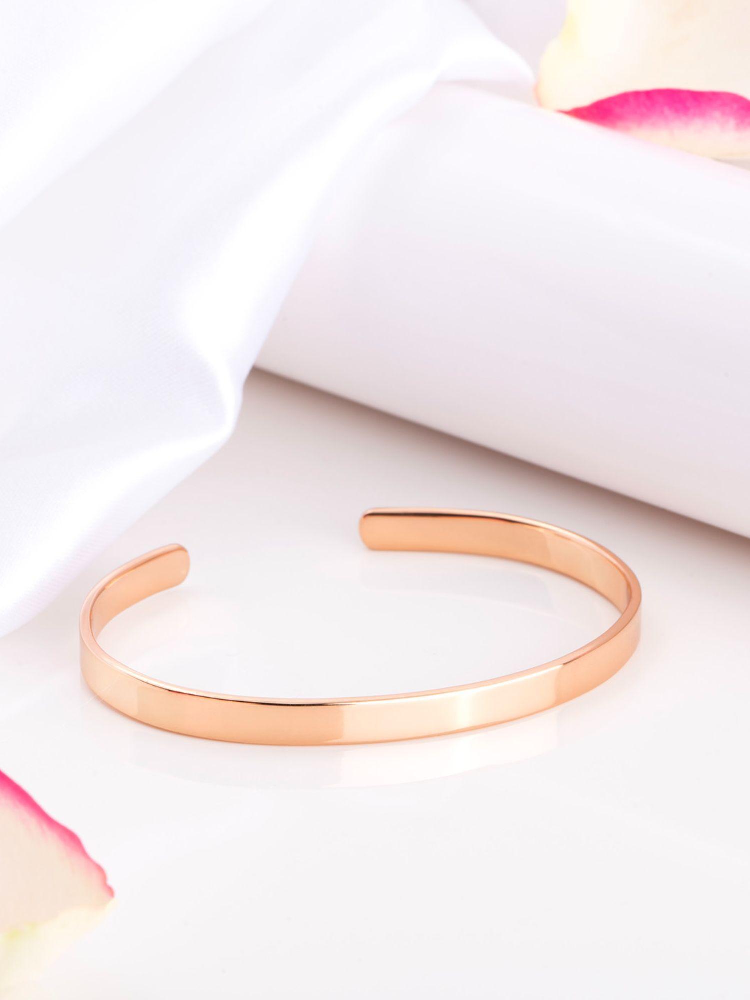 radiant simplicity 925 sterling silver rose gold-plated plain bangle kada