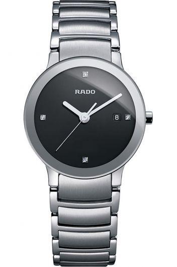 rado centrix black dial quartz watch with steel bracelet for women - r30928713