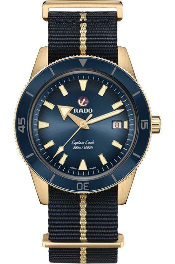 rado captain cook blue dial automatic watch with nato strap for men - r32504207