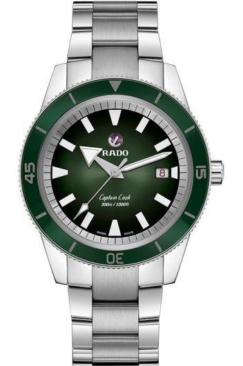 rado captain cook green dial automatic watch with steel bracelet for men - r32105313