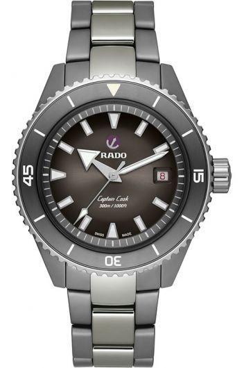 rado captain cook grey dial automatic watch with ceramic strap for men - r32144102