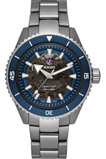 rado captain cook skeleton dial automatic watch with steel bracelet for men - r32128202