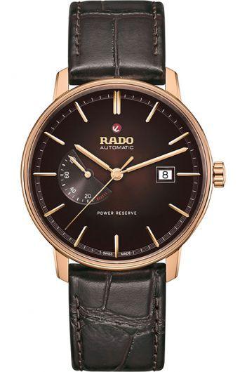 rado coupole classic brown dial automatic watch with leather strap for men - r22879325