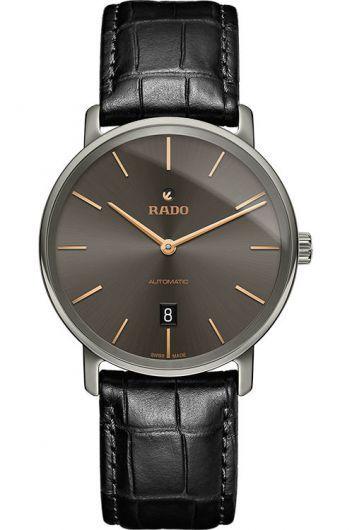 rado diamaster grey dial automatic watch with leather strap for men - r14067156