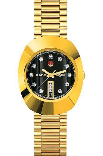 rado diastar original black dial automatic watch with steel & yellow gold pvd bracelet for men - r12413613-648.0413.3.061