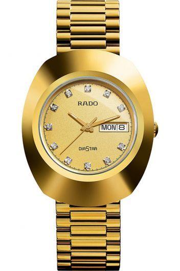 rado diastar original champagne dial quartz watch with steel & yellow gold pvd bracelet for men - r12393633-114.0393.3.063