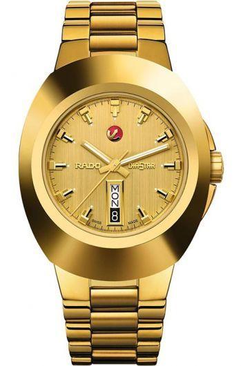 rado diastar original gold dial automatic watch with steel & yellow gold pvd bracelet for men - r12999253