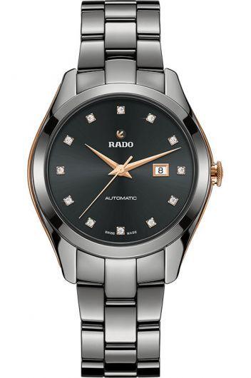 rado hyperchrome grey dial automatic watch with ceramic strap for women - r32043702