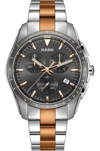 rado hyperchrome grey dial quartz watch with steel & rose gold pvd bracelet for men - r32259173