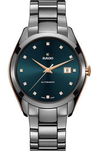 rado hyperchrome turquoise dial automatic watch with ceramic & titanium strap for men - r32256712