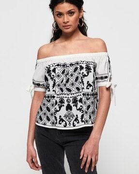 raffella embroidered off-shoulder top