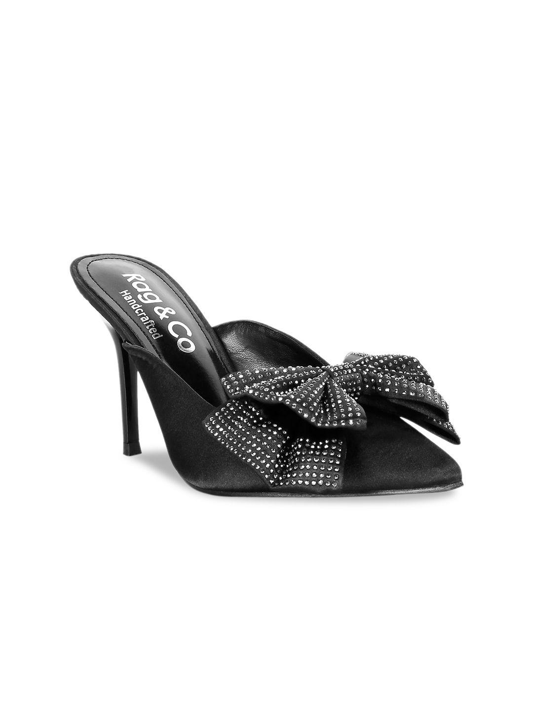 rag & co black party stiletto pumps with bows