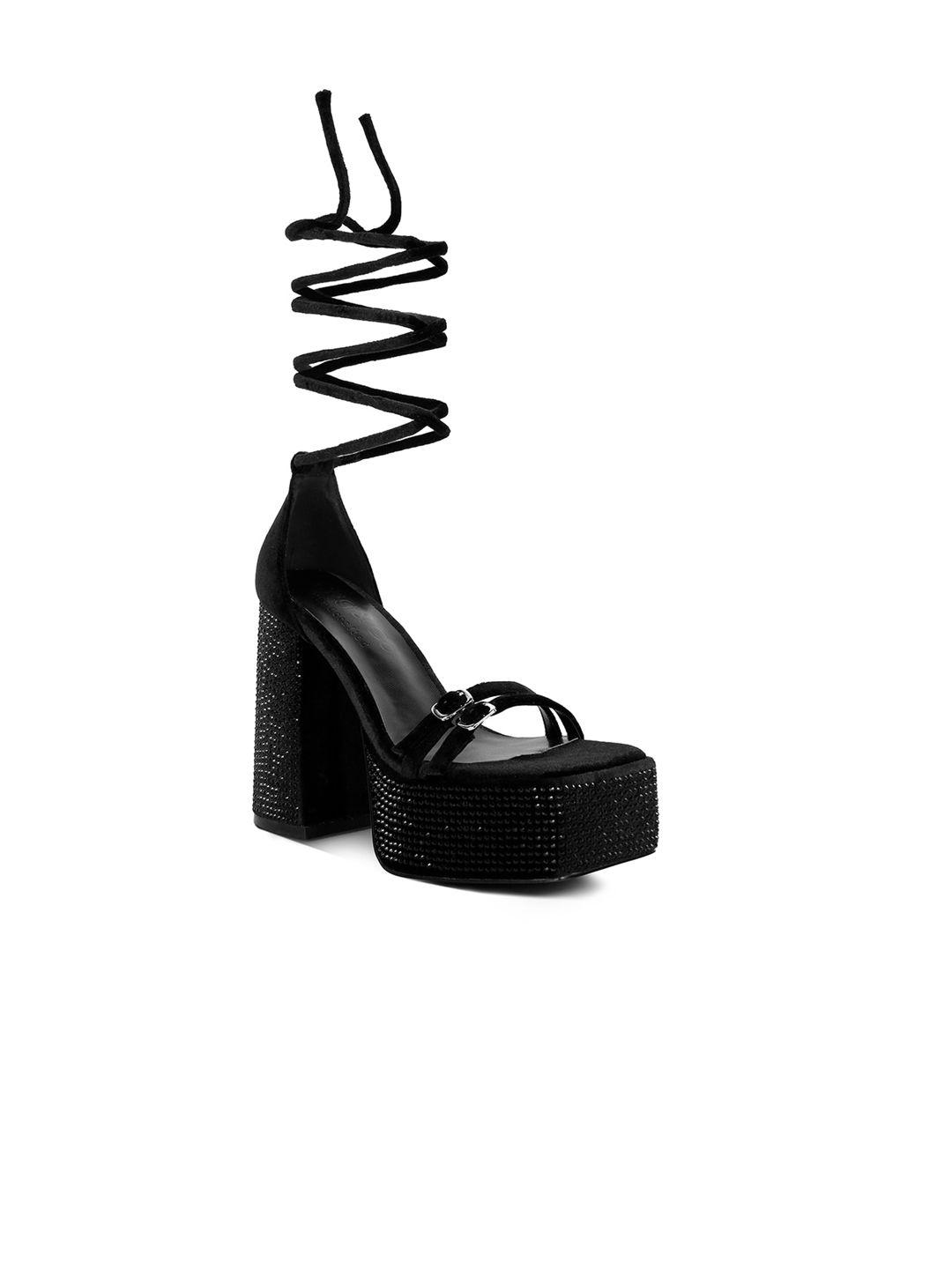 rag & co open toe lace-ups platform heels