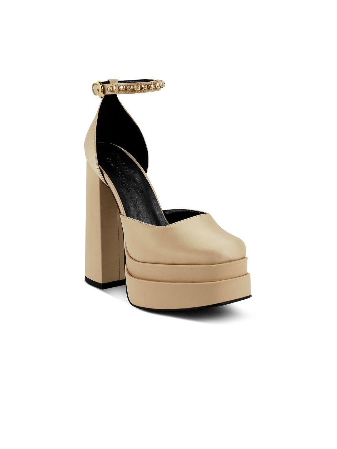 rag & co beige party block pumps