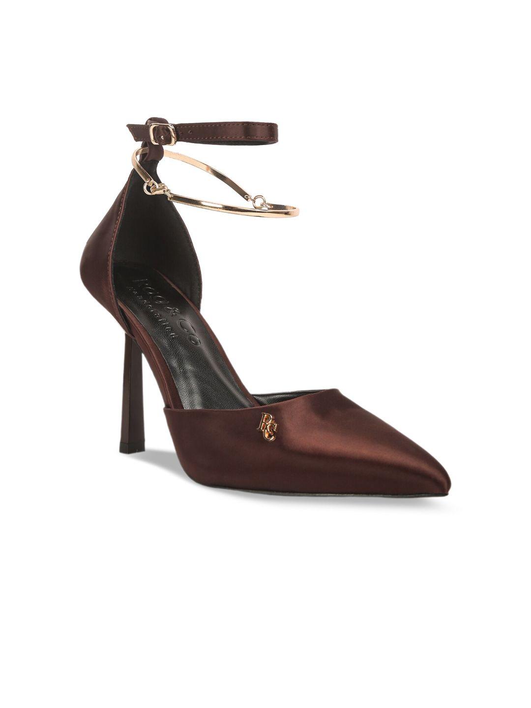 rag & co brown embellished party stiletto pumps