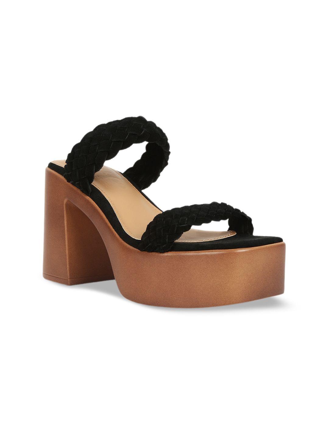 rag & co open toe suede braided detail platform heels