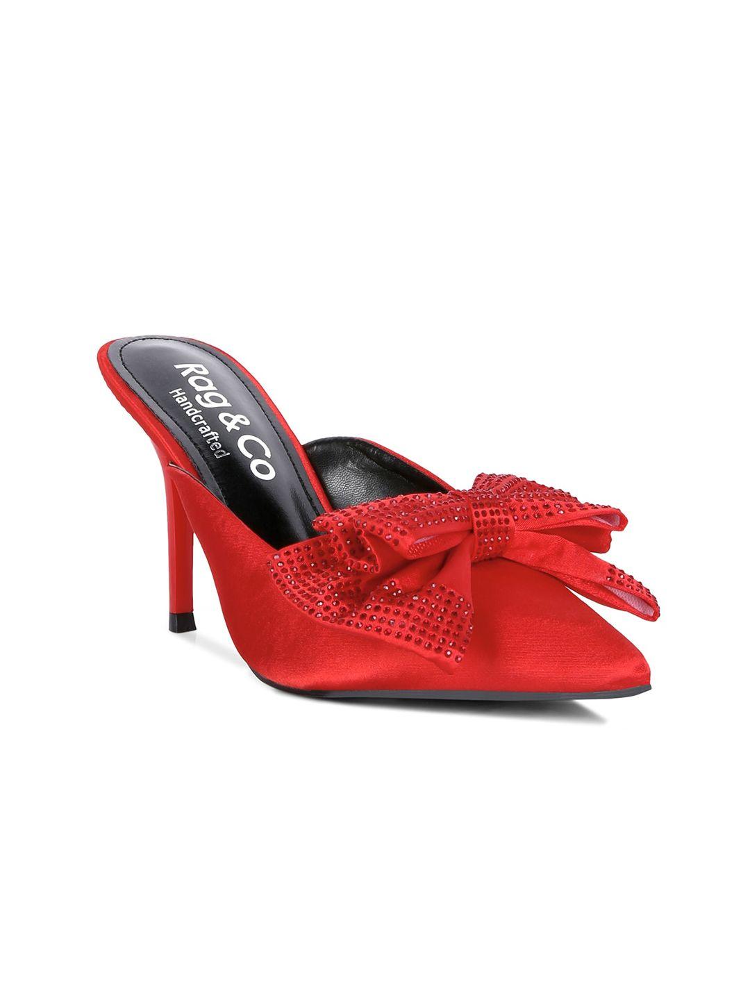 rag & co red party stiletto pumps with bows
