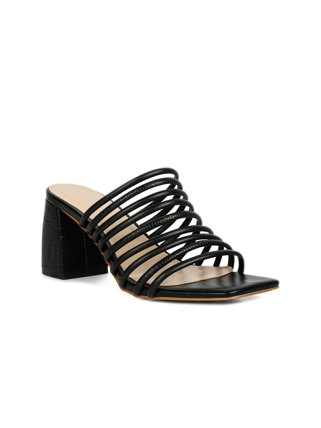 rag & co strappy leather open toe block heels