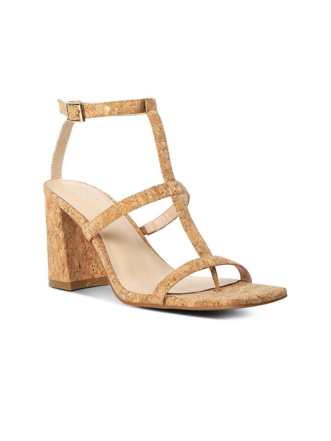 rag & co textured open toe block heels with ankle loop