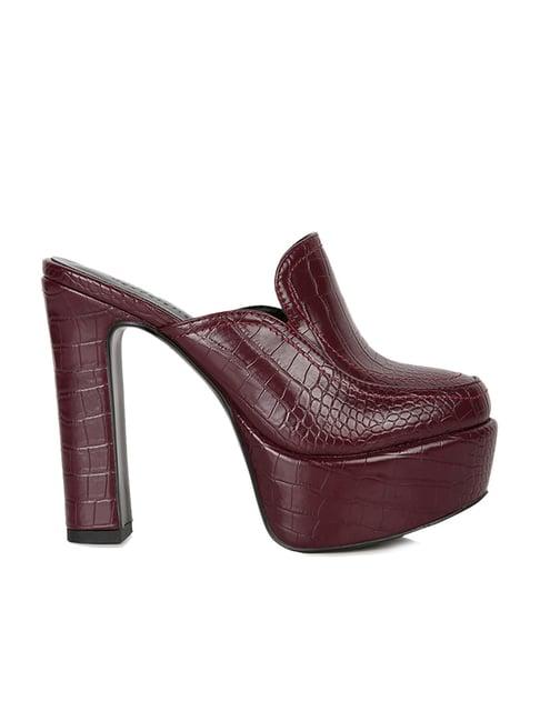 rag & co women's burgundy mule shoes
