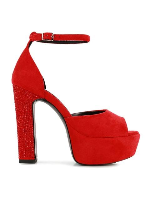 rag & co women's red ankle strap sandals